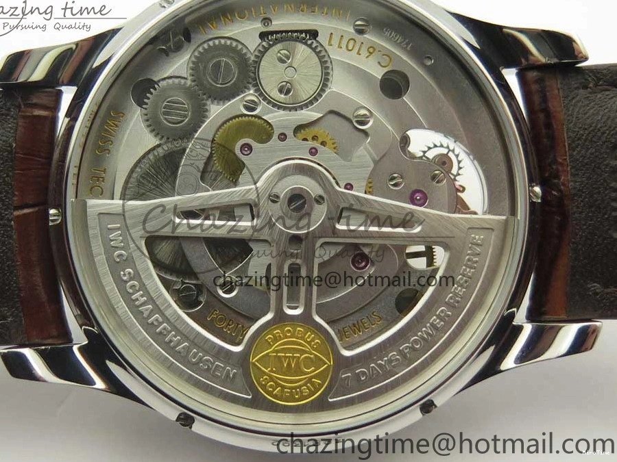 MIROTIME 0701 Lightweight Portuguese Tourbillon IW504602 SS ZF Best Edition Gray Dial on Brown Leather Strap 7177
